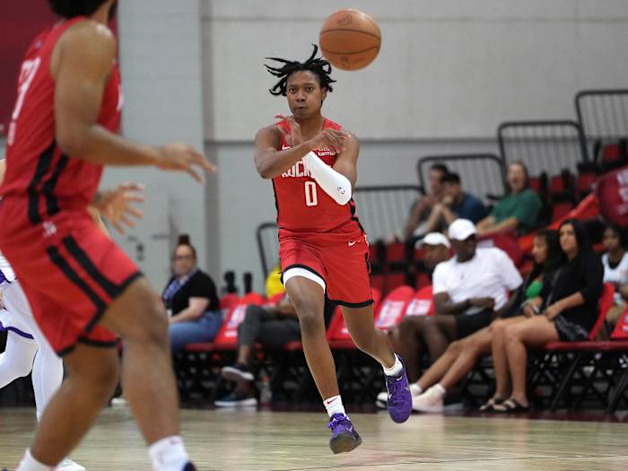 Houston Rockets guard TyTy Washington Jr. wears Nike Kobe 9 'Moonwalker'.